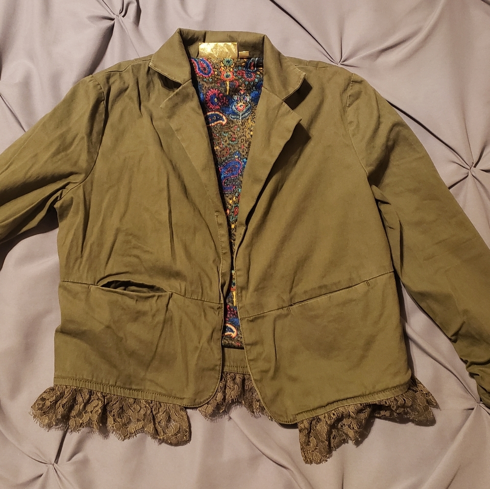 Princess Vera Wang Army Green Cropped Jacket